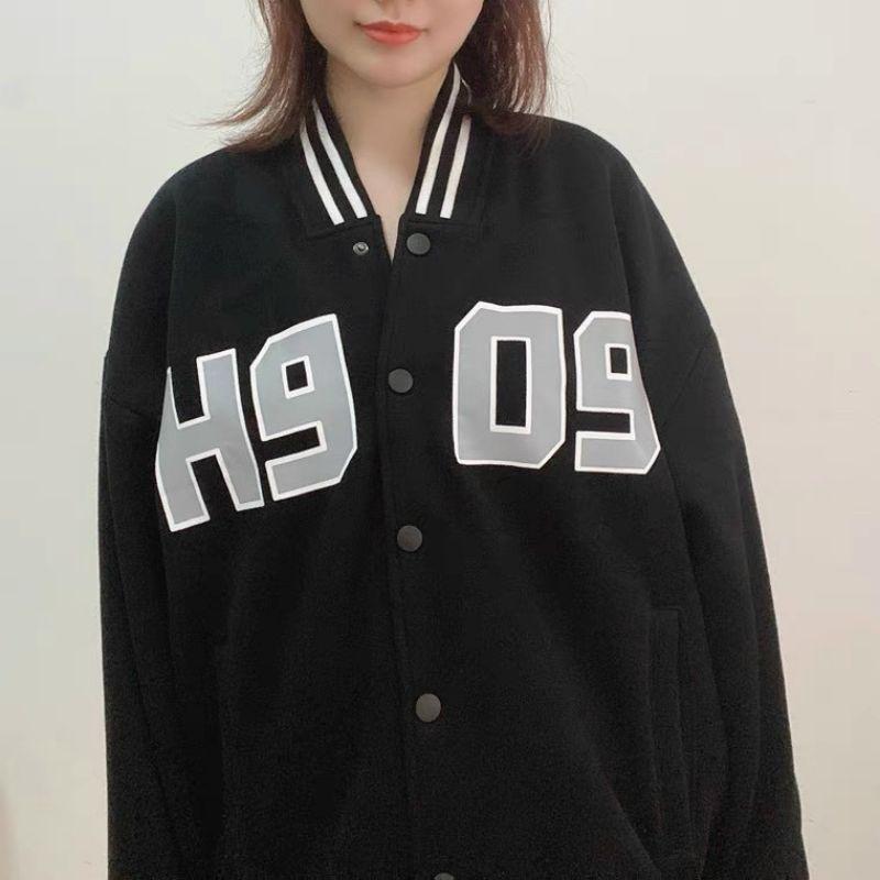 Áo khoác Dù Bomber H909 Nam Nữ Rẻ Đẹp Áo Khoác Gió In Chữ Màu Đen Couple Cặp Đôi Kiểu Bóng Chày Bomber Jacket