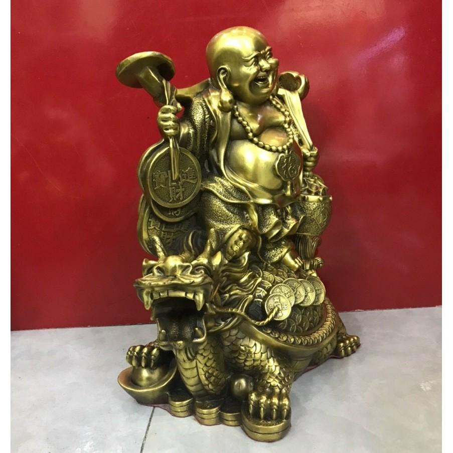 Tượng phật Di lặc cưỡi long quy bằng đồng MS31d