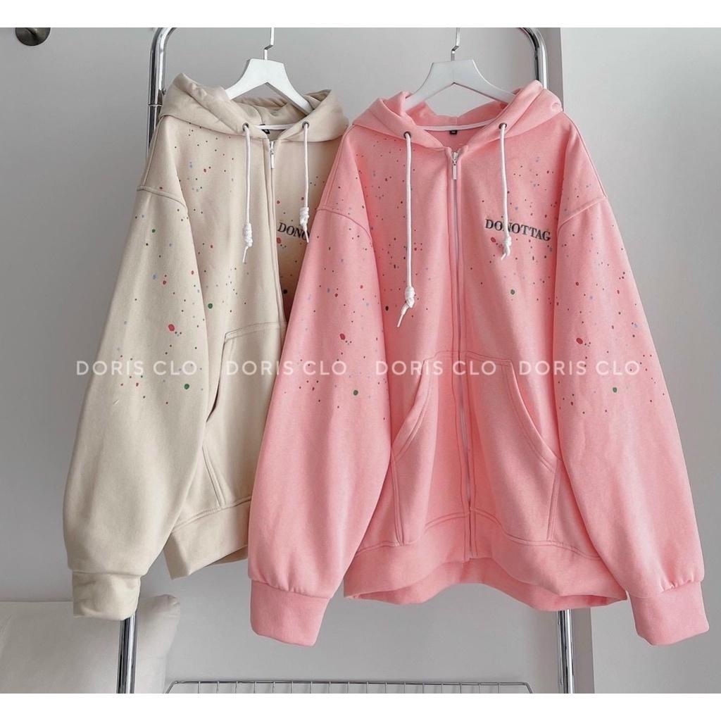 Áo Khoác Hoodie Unisex DONATAG Kiểu Zip Kéo Vải Nỉ PE Phối Nón Rộng Ulzzang Hàn Quốc Hot Trend Mới