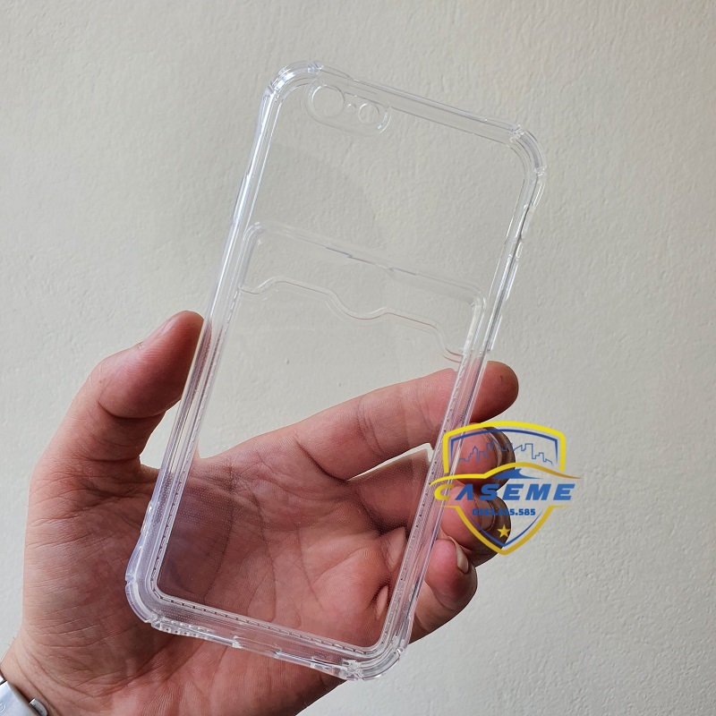 Ốp chống sốc kèm ngăn ví đựng thẻ dành cho iPhone 6, 6s silicon trong suốt cao cấp