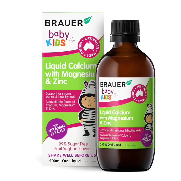 Calcium (canxi) hữu cơ, vitamin D3 cho trẻ sơ sinh, trẻ nhỏ Brauer Úc hỗ trợ phát triển chiều cao, cơ bắp, ngủ ngon, tăng hệ miễn dịch-OZ Slim Store