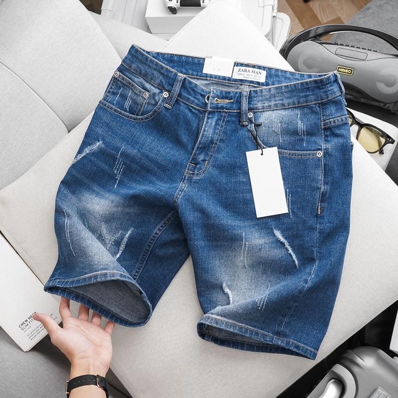 Quần Short Bò Jean Nam Slimfit ôm vừa Xuất Xịn co giãn không phai màu