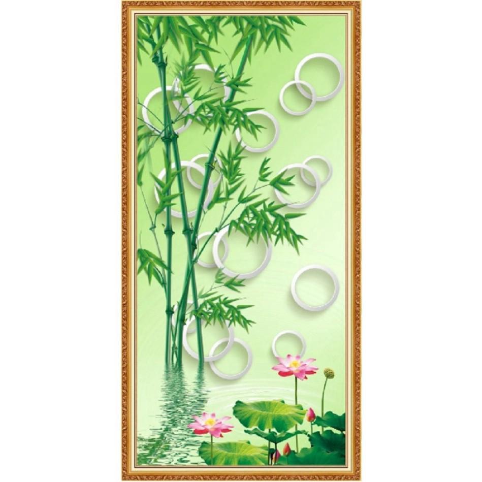 Tranh dán tường hình cây trúc hoa sen UD0292K