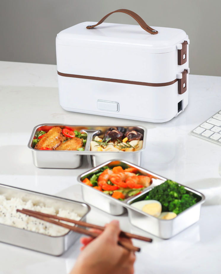 Hộp đựng cơm hâm nóng văn phòng 2 tầng