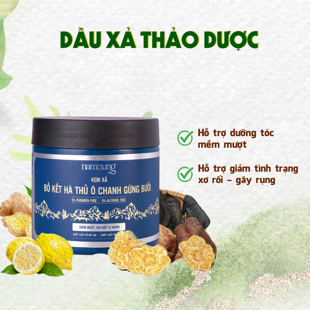 Combo Gội Xả Bồ kết Hà Thủ Ô Chanh Gừng Nam Nung Ngăn Ngừa Rụng,Giúp Mọc Tóc Con