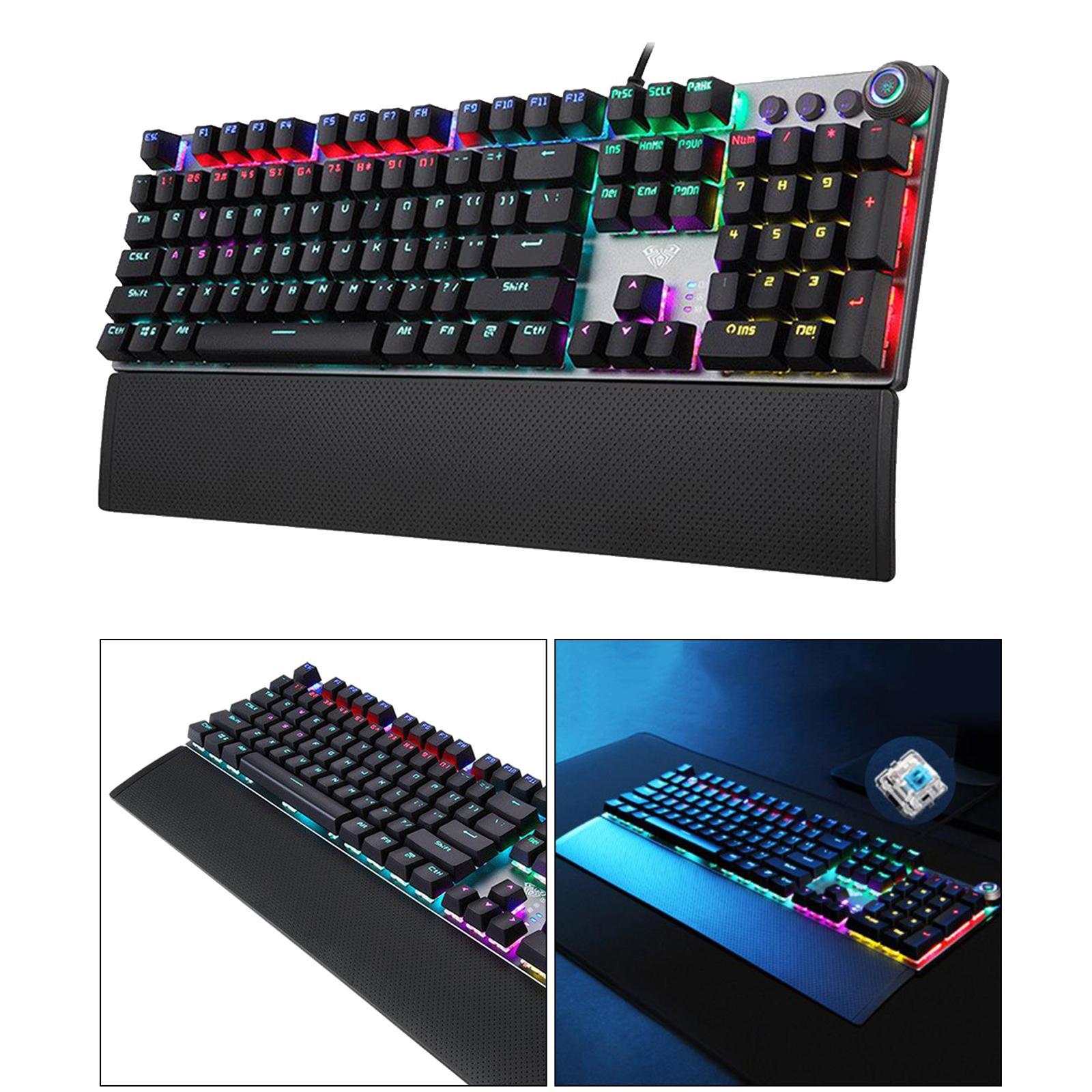 RGB Gaming Mechanical Compact Keyboard with Blue/Black/Brown Switches, 104 Key with Hand Rest LED RGB Backlit Computer Keyboard for Windows Games