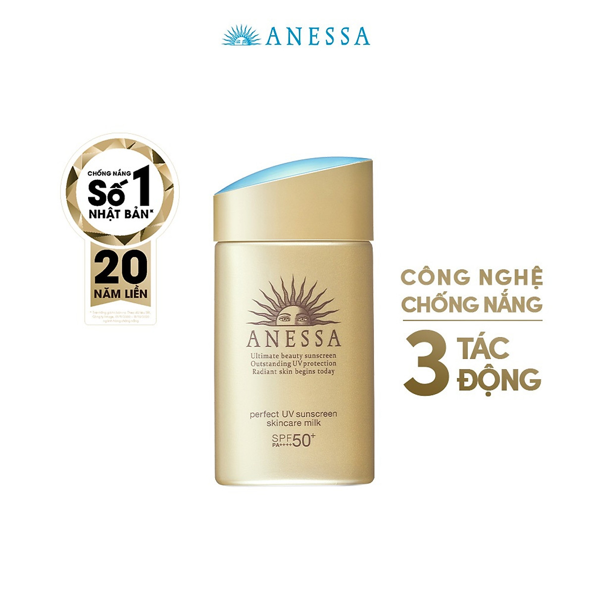 [GIFT] Kem chống nắng dưỡng da dạng sữa bảo vệ hoàn hảo Anessa Perfect UV Sunscreen Skincare Milk SPF 50+ PA++++ 60ml