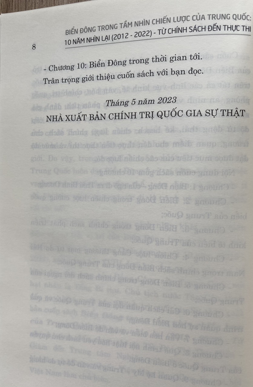 Biển Đông Trong Tầm Nhìn Chiến Lược Của Trung Quốc 10 Năm Nhìn Lại ( 2012 -2022 ) Từ Chính Sách Đến Thực Thi