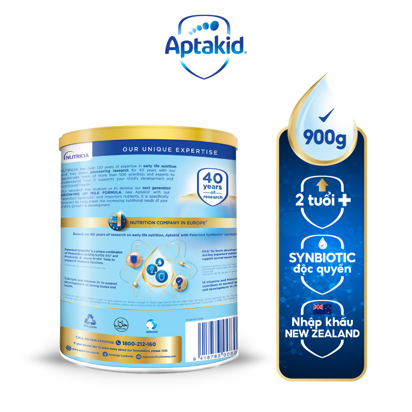 Sữa bột Aptakid New Zealand hộp thiếc (900g) cho bé trên 24 tháng tuổi