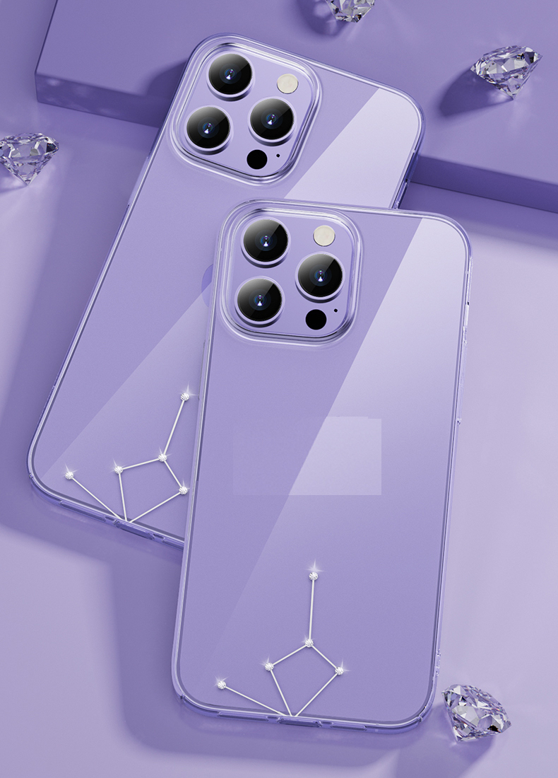 Ốp lưng cứng trong suốt đính đá dành cho iPhone 13/13 Pro/13 Pro Max, 14 Pro/ 14 Pro Max hiệu Memumi - Hàng nhập khẩu