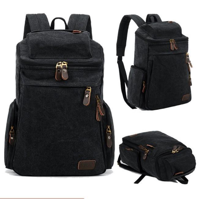 Balo canvas phối da ba lô du lịch phượt dã ngoại, balo sinh viên 205876