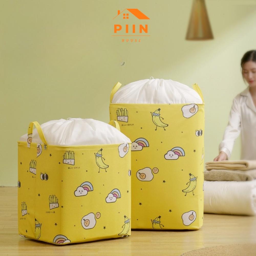 Túi đựng quần áo không thấm nước PIIN HOUSE cỡ lớn có dây rút, bảo vệ chăn ga gối khỏi nấm mốc, mối mọt