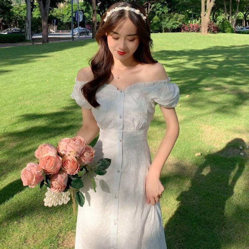 Đầm trễ vai trắng tiểu thư đuôi cá nữ tính Miu Dress