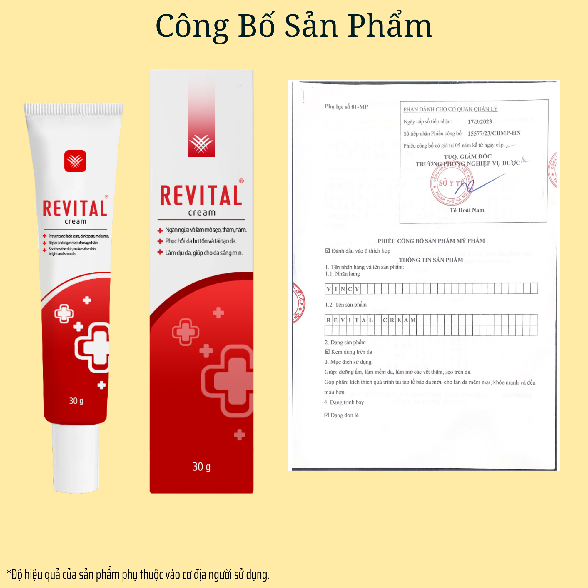 Kem Mờ Sẹo Revital 30g, Làm Trắng Da, Mờ Sẹo, Ngăn Ngừa Lão Hóa Da, Se Khít Lỗ Chân Lông