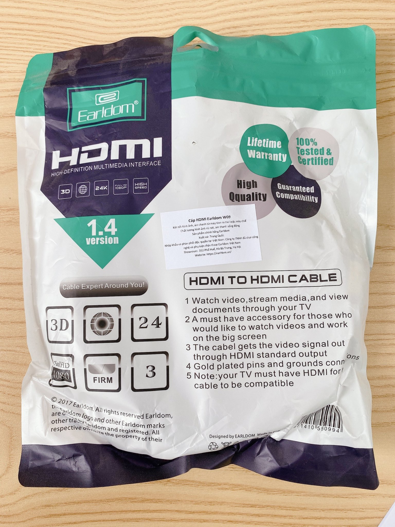 Cáp HDMI Earldom W09 dài 5m hàng chính hãng