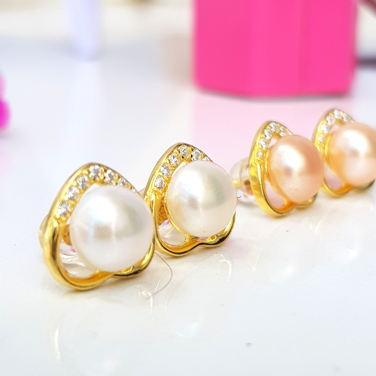 Bông Khuyên Tai Ngọc Trai - Kiểu Nụ - Mở Cửa Trái Tim - Sang Trọng - Trang Sức Cô Tấm - DANKO PEAL - COTAM0406 -Bạc S925 Nạm Zircon
