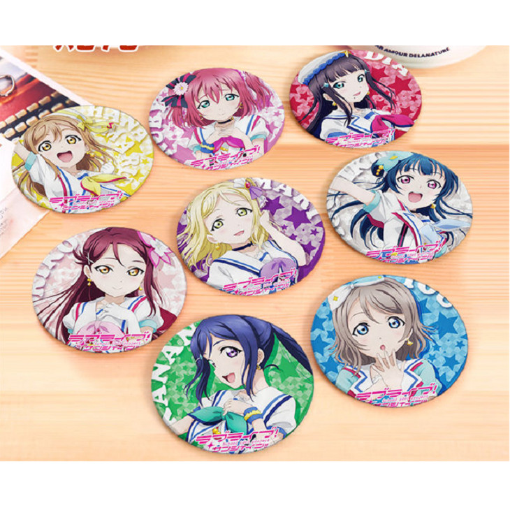 Set 8 huy hiệu hình nhân vật Lovelive Sunshine anime Pin