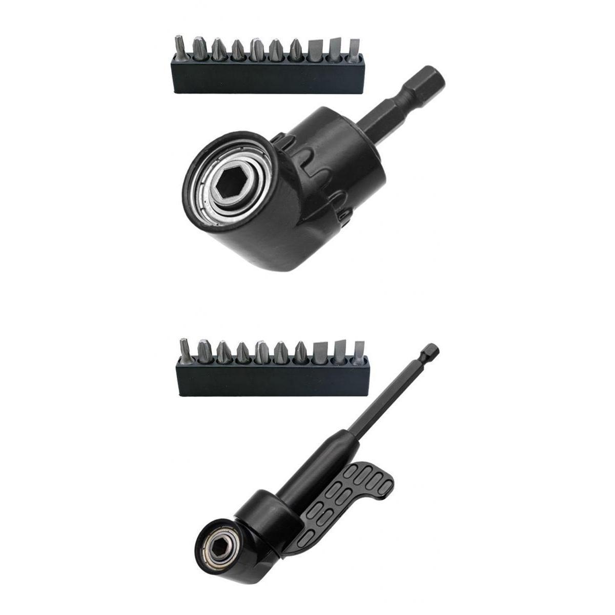 2x Black Drill Bit Holder Magnetic Bit Angled Bit Extension Electric Drills