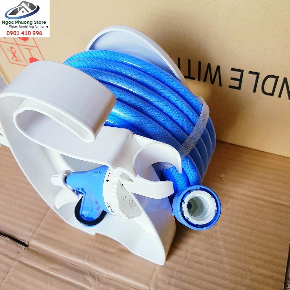 Bộ súng rửa sân vườn, tưới cây, rửa xe chỉnh 5 kiểu dạng cuộn xách tay 10m, 15m Aquamate