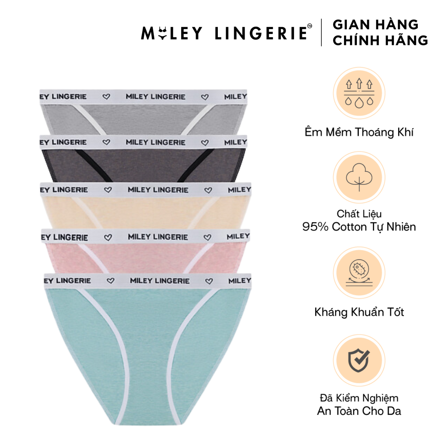 Bộ 5 Quần Lót Nữ Melagne High-Cut Miley Lingerie FCS1124-1114-0714-1214-1014