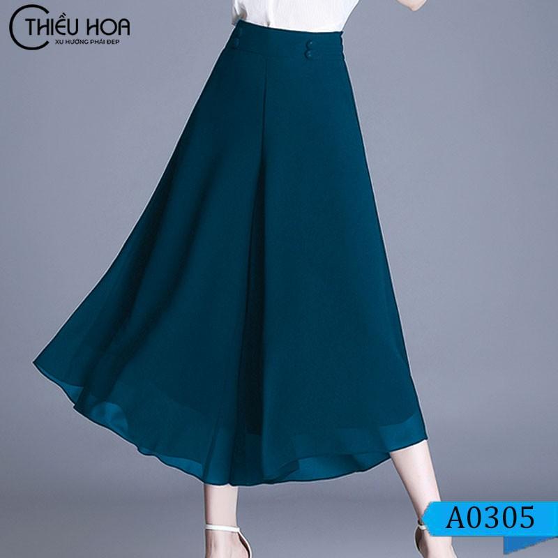 Quần Chiffon nữ chất liệu mềm mịn mặc thoáng mát lên phom sang trọng trẻ trung THIỀU HOA QD1A0305