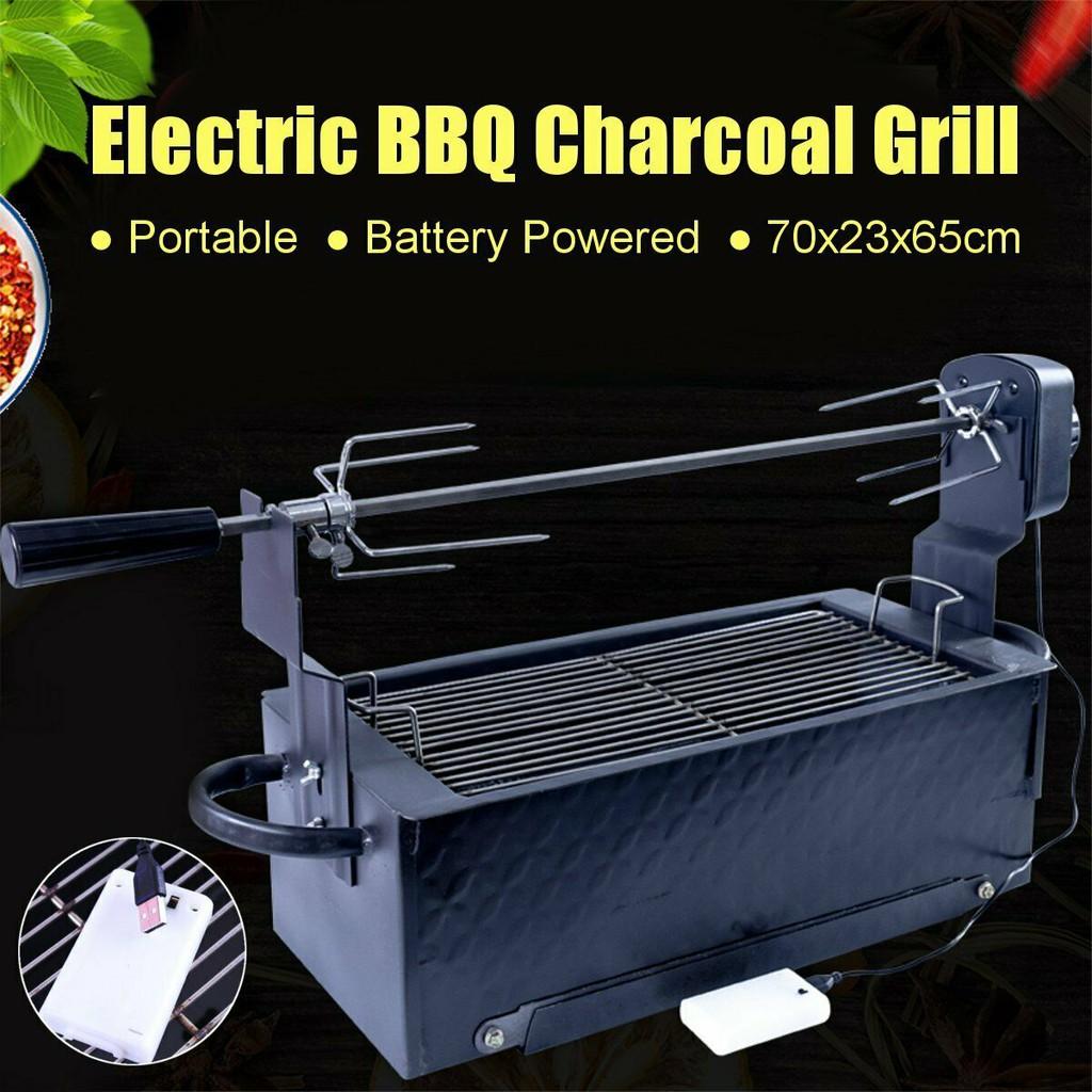 Lò nướng than di động BBQ USA tự động xoay đảo chiều