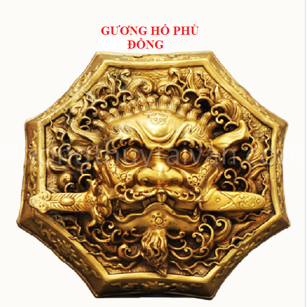 Gương Hổ Phù &quot;Đồng&quot;Ngậm Kiếm 14.5cm/22.5cm(trấn trạch,chế sát khí,hóa giải phong thủy...)