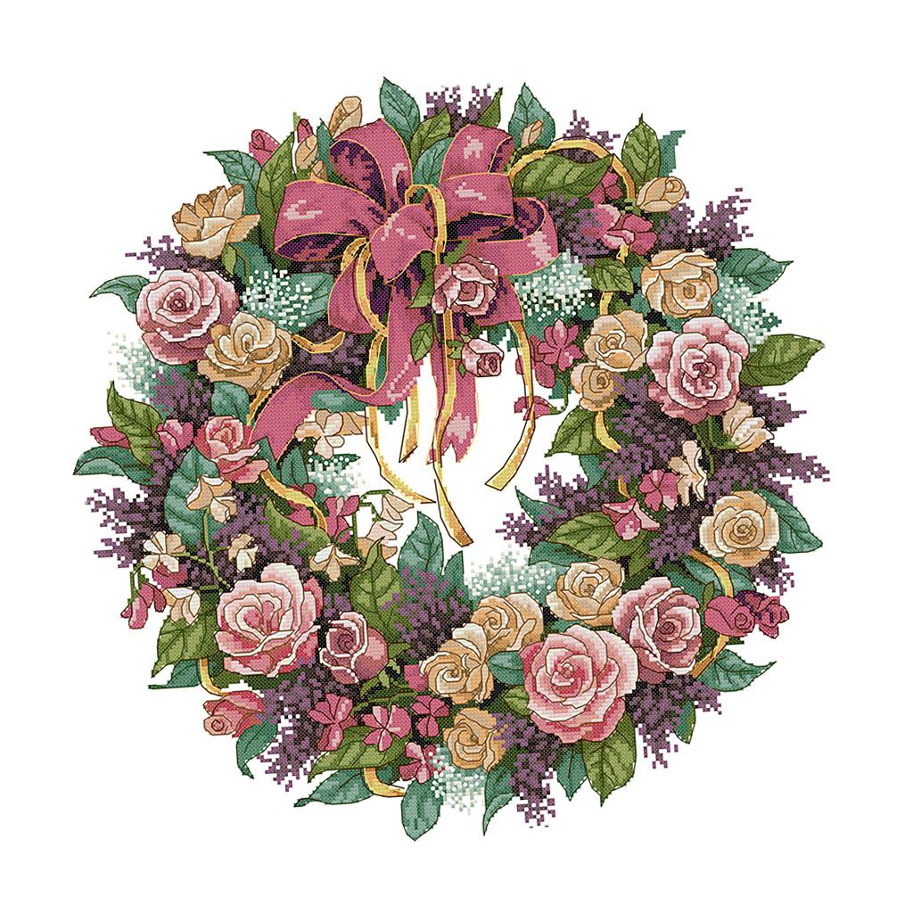 DIY Đóng Dấu Chéo Nữ Thời Trang Bộ Thêu Gói 14 Bá Tước-Beauful Hoa Hồng Vòng Hoa