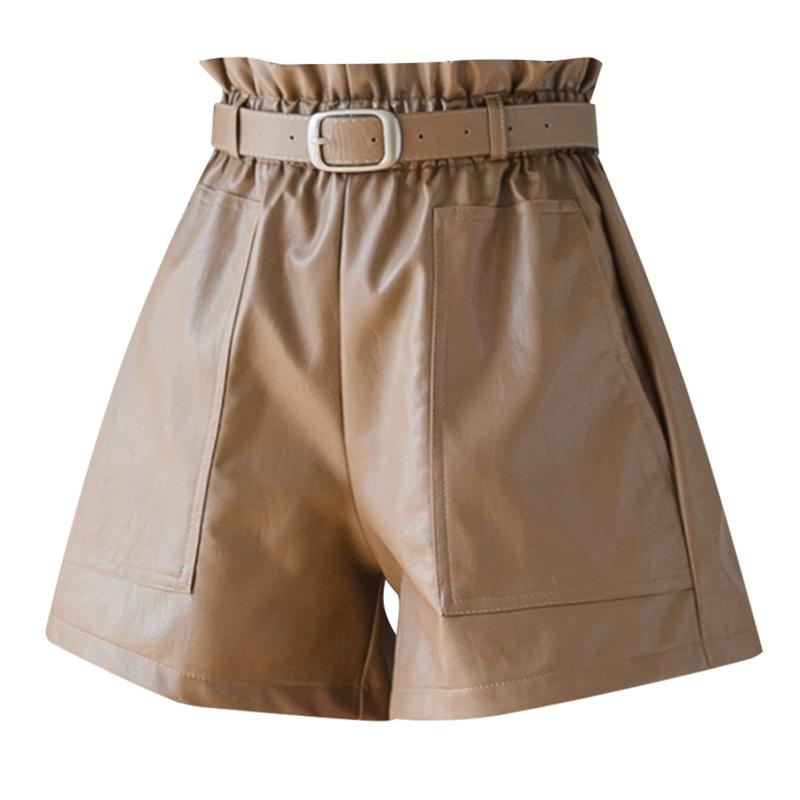 Jielur PU Nữ Thu Đông Quần Short Ôm Cao Cấp Bền Màu Quần Shorts Nữ Sang Trọng Hàn Quốc Dây Da Ngắn Quần S-XL