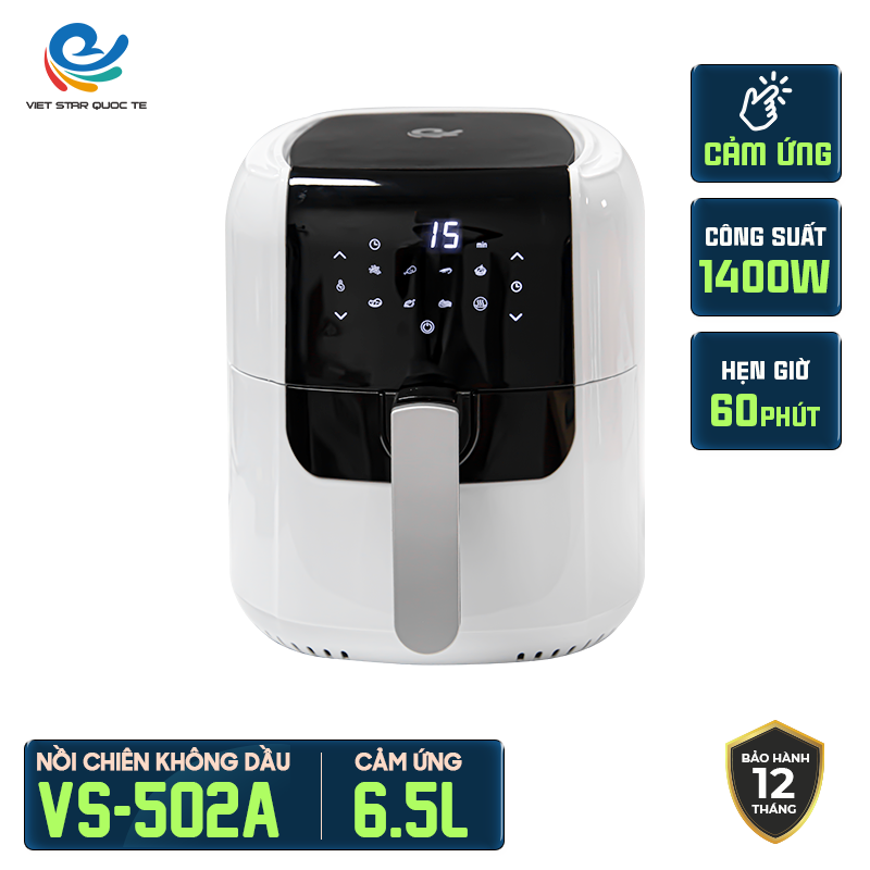 Nồi Chiên Không Dầu Việt Star Quốc Tế VS-502A, Dung Tích 6.5L Tiện Lợi, Tiết Kiệm Điện - Hàng Chính Hãng