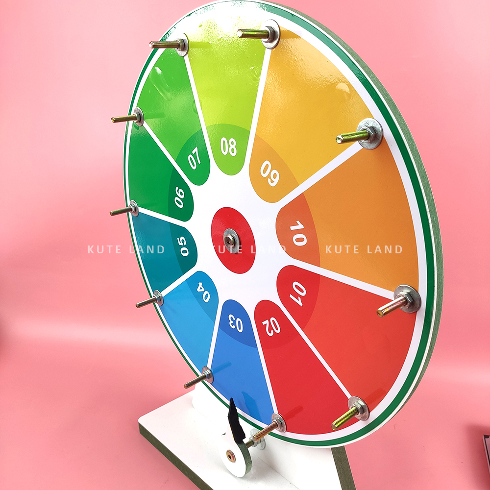 Vòng quay may mắn kêu tạch tạch 10 ô bông hoa trúng thưởng làm sự kiện chương trình giáo dục event