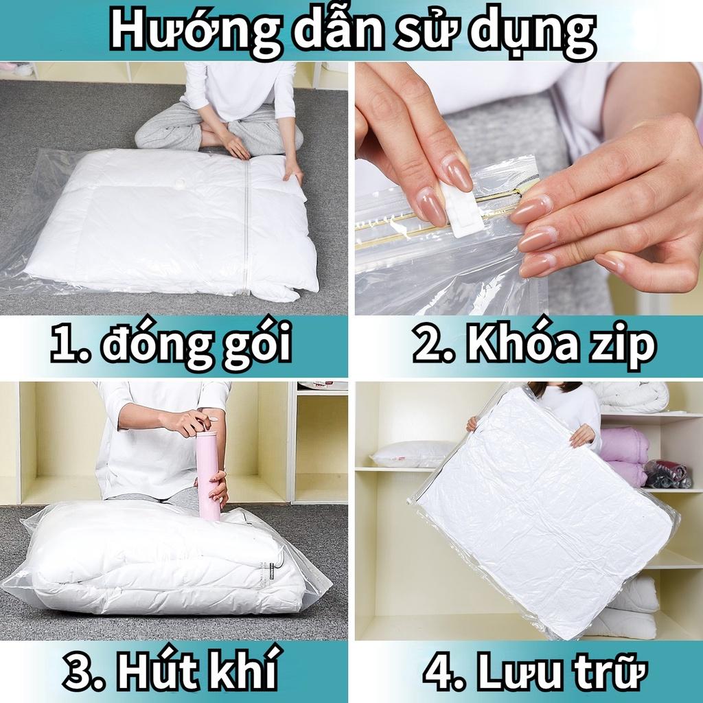 Combo 10 Túi Hút Chân Không Size 50x70cm Đựng Quần Áo Size Vali Du Lịch Tiết Kiệm Không Gian