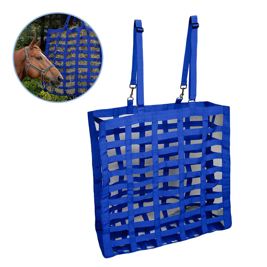 Pro Slow Feed Horse Hay Bag Easy-Feed Hay Net Tote Bag Storage Accessories Blue