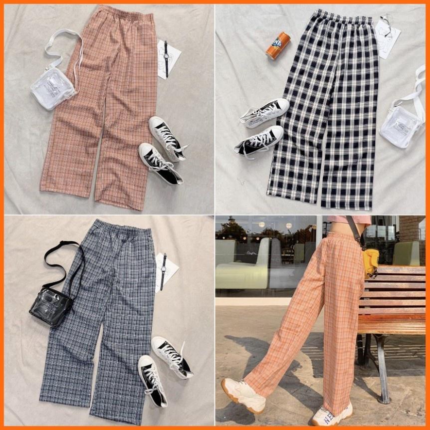 Quần CaRo Ống Rộng Ulzzang Unisex