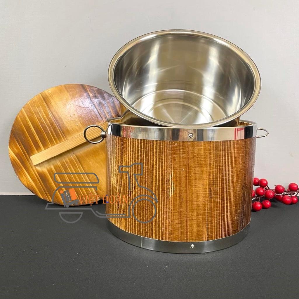 Hình ảnh Thùng GỖ làm TÀU HỦ, THỐ ĐỰNG CƠM - Ruột INOX. Dụng cụ dùng làm NỒI Ủ, trữ GẠO đựng chứa trữ thực phẩm