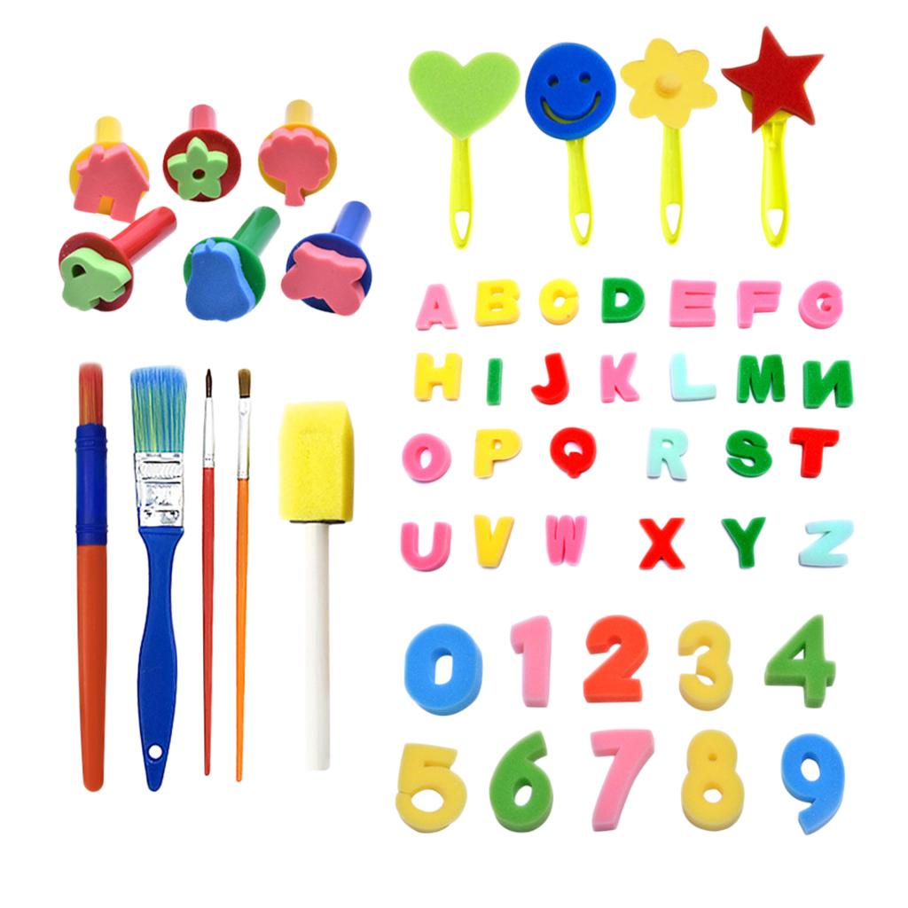 50Pc Sponge Painting Brushes Kids Painting Kits Early Learning Painting Kits