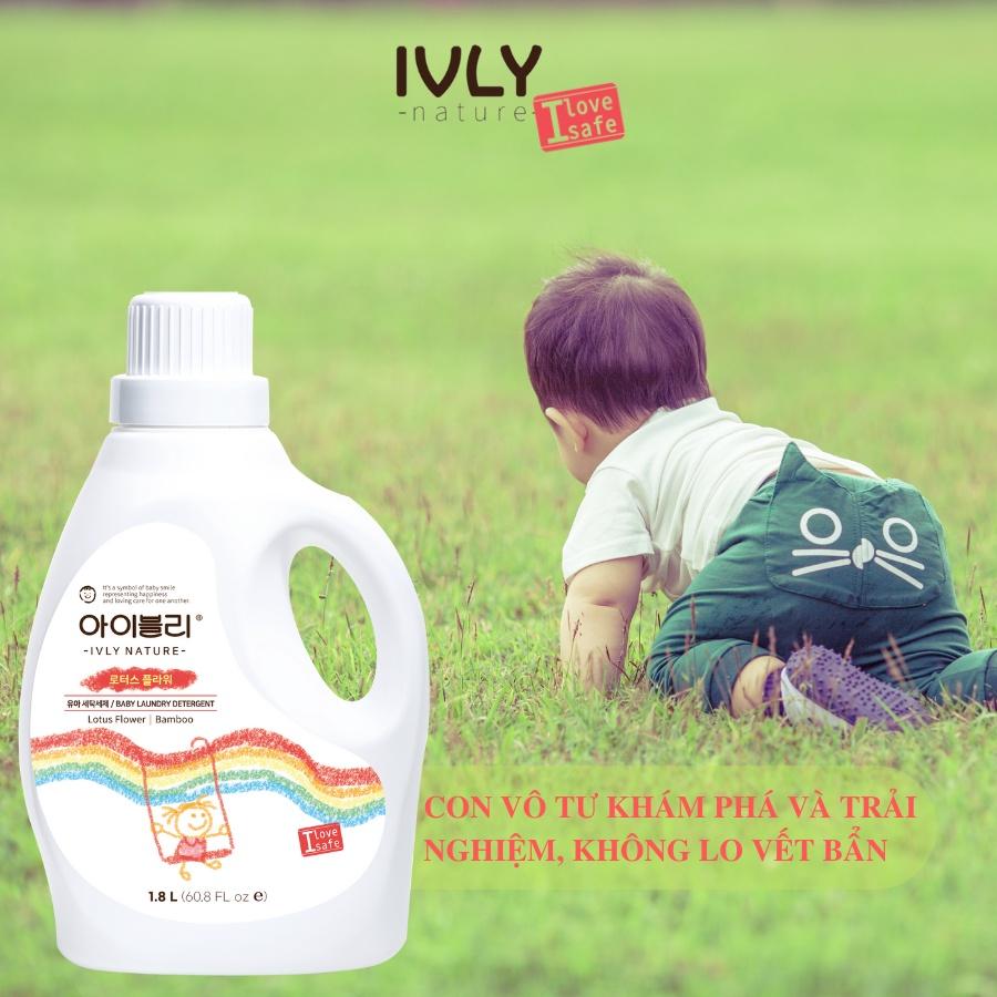 Nước giặt cho bé hữu cơ Hàn Quốc IVLY NATURE hương hoa sen an toàn cho làn da dung tích 1800ml ivly003