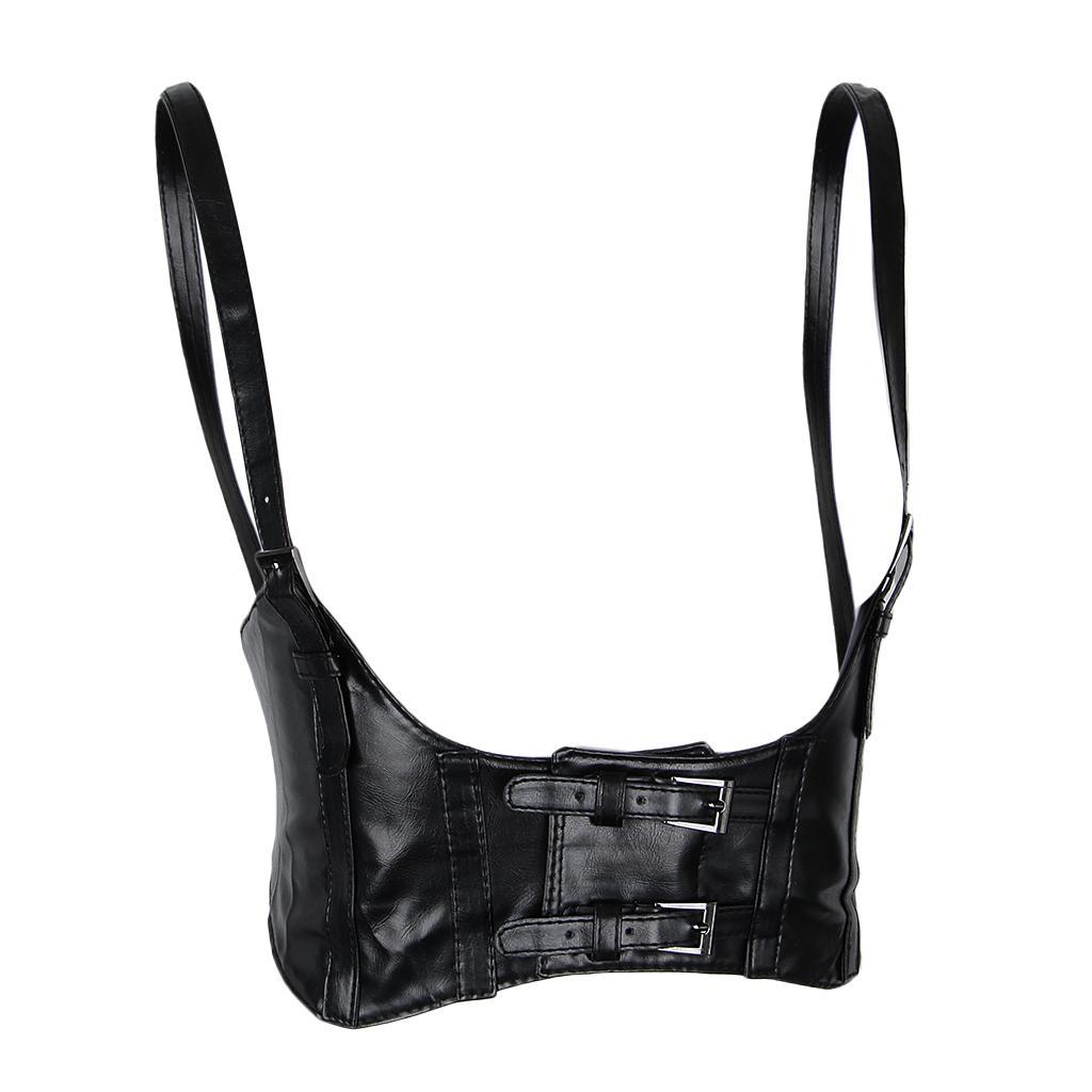 Women's Punk PU Leather Corset Belt Wide Waist Band Body Harness Waist Belt with Straps