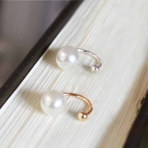 Women's  Pearl Ear   Earrings No Piercing, Gold& Tone 6mm