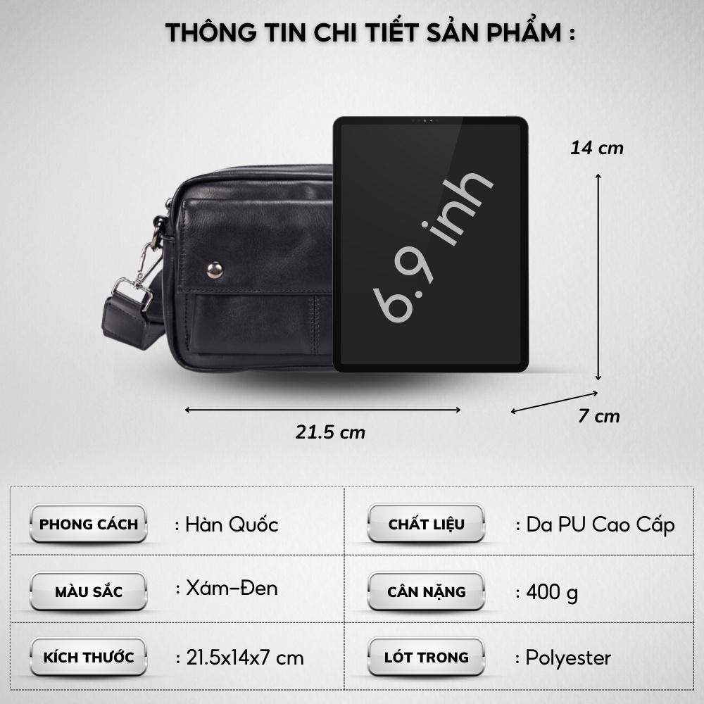Túi đeo chéo nam nữ,Da Pu cao cấp,Size: 21.5x14x7 cm ,Chống thấm nước -Kiểu dáng trẻ trung, cá tính -