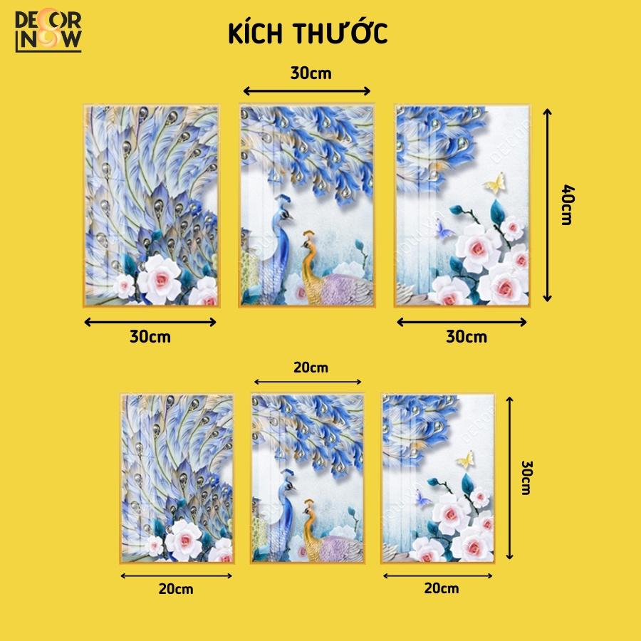 Tranh Treo Tường Phong Cảnh Tráng Gương Có Khung DECORNOW, 1 Bộ 3 Bức Trang trí Phòng Khách Phòng Ngủ Spa DCN-44