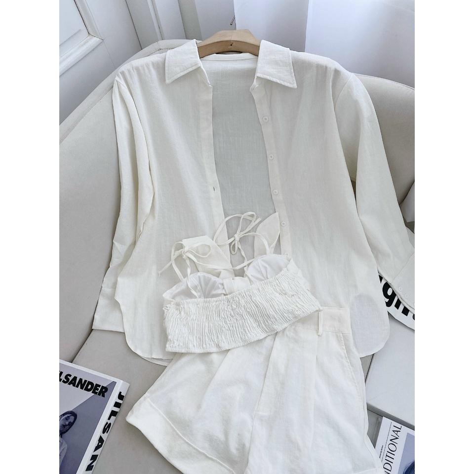 Set 3 món đi biển màu trắng