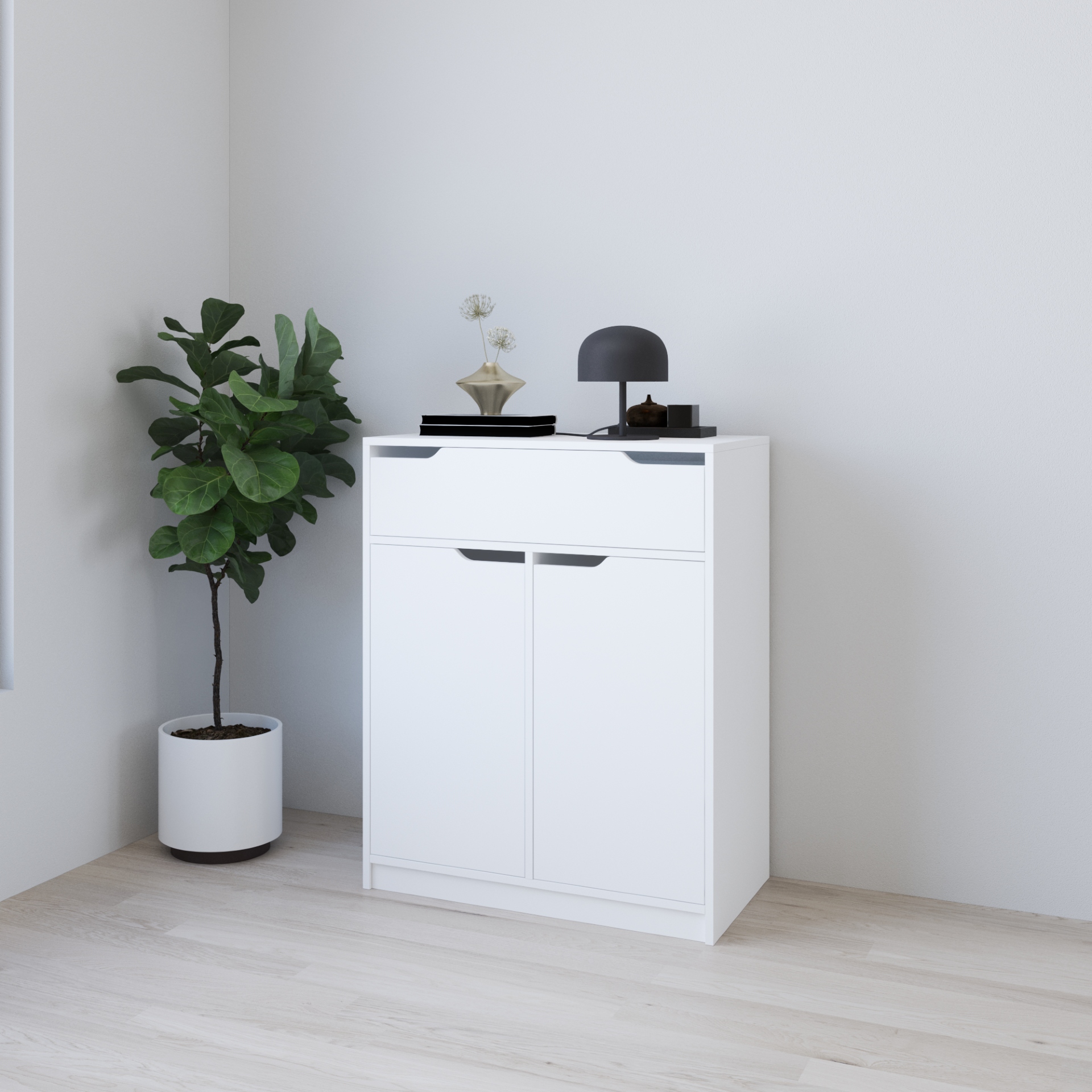 HAPPY FURNITURE , Tủ lưu trữ 1 ngăn kéo 2 cửa mở - ASO, TLT_070 , 80cm x 45cm x 100cm DxRxC