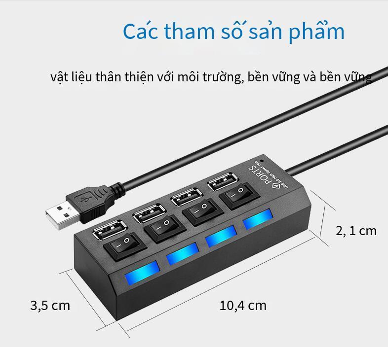 Hub USBHUB 4 cổng kiểu dáng mới nhất với switch máy tính đa cổng usb mở rộng hub tốc độ cao