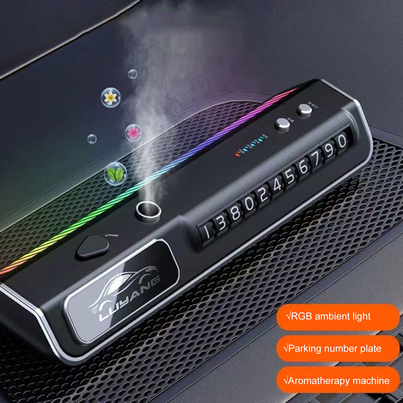 Nước hoa Ô Tô, Cảm Biến Nhạc Số Đỗ Xe RGB FAST CAR 3in1 cao cấp