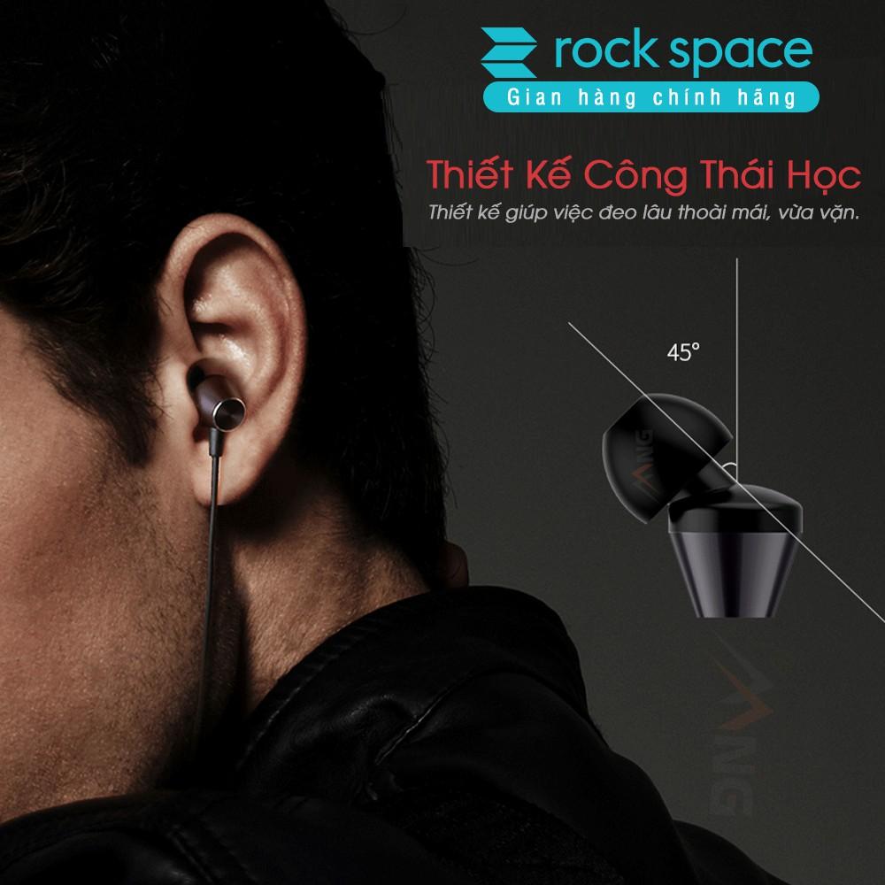 Tai nghe nhét tai có dây Rock Space Mufree, màu đen - Hàng chính hãng