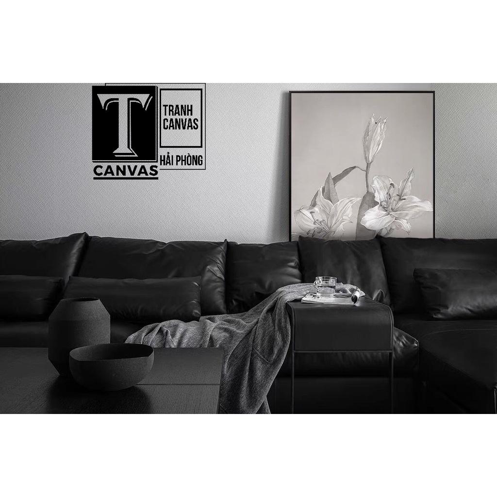 Tranh canvas treo tường phòng khách, tranh hiện đại nghệ thuật Hoa Ly trắng HL 01-02 (không kèm khung)