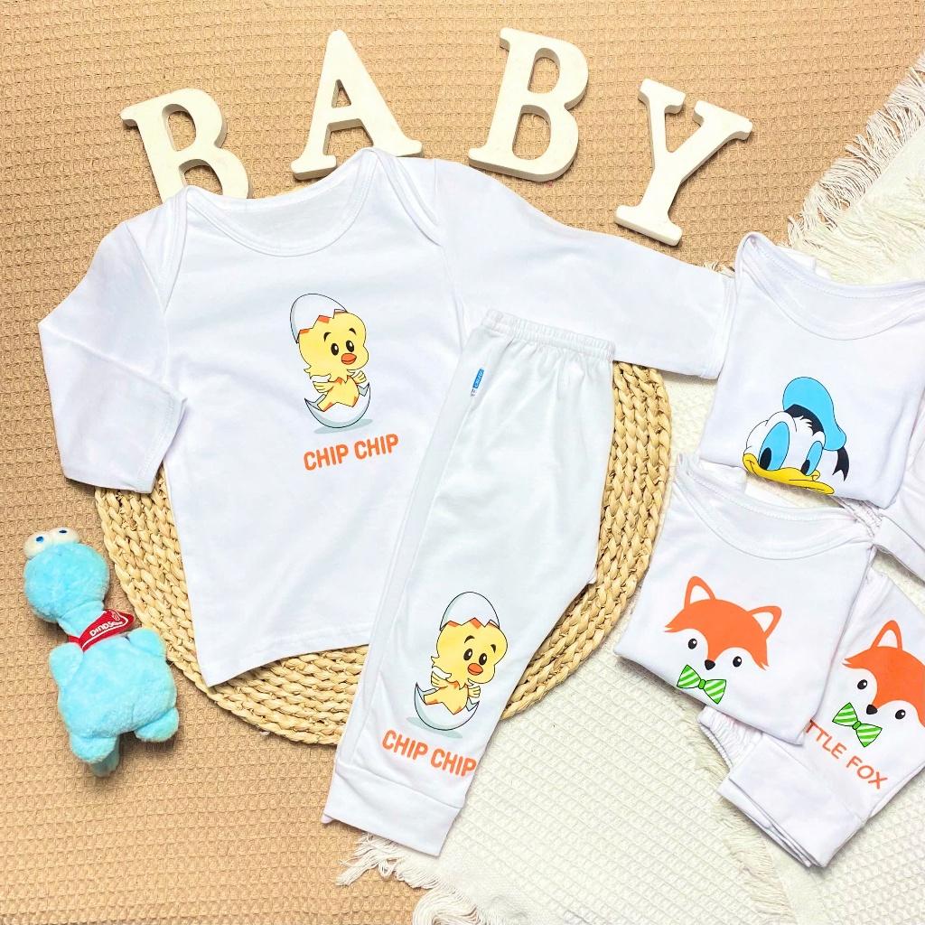 (4-9kg) Bộ Quần Áo Tay Dài Chồm Vai Cotton Thoáng Mát, Thấm Hút Mồ Hôi Cho Bé Trai/ Bé Gái - Bibo KT - Cáo Nhỏ