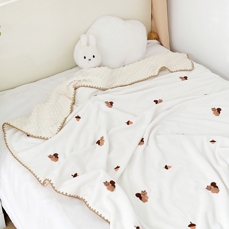 CHĂN Ủ LÔNG HẠT ĐẬU MOLLI CHO BÉ SƠ SINH - KÍCH THƯỚC 90*90CM