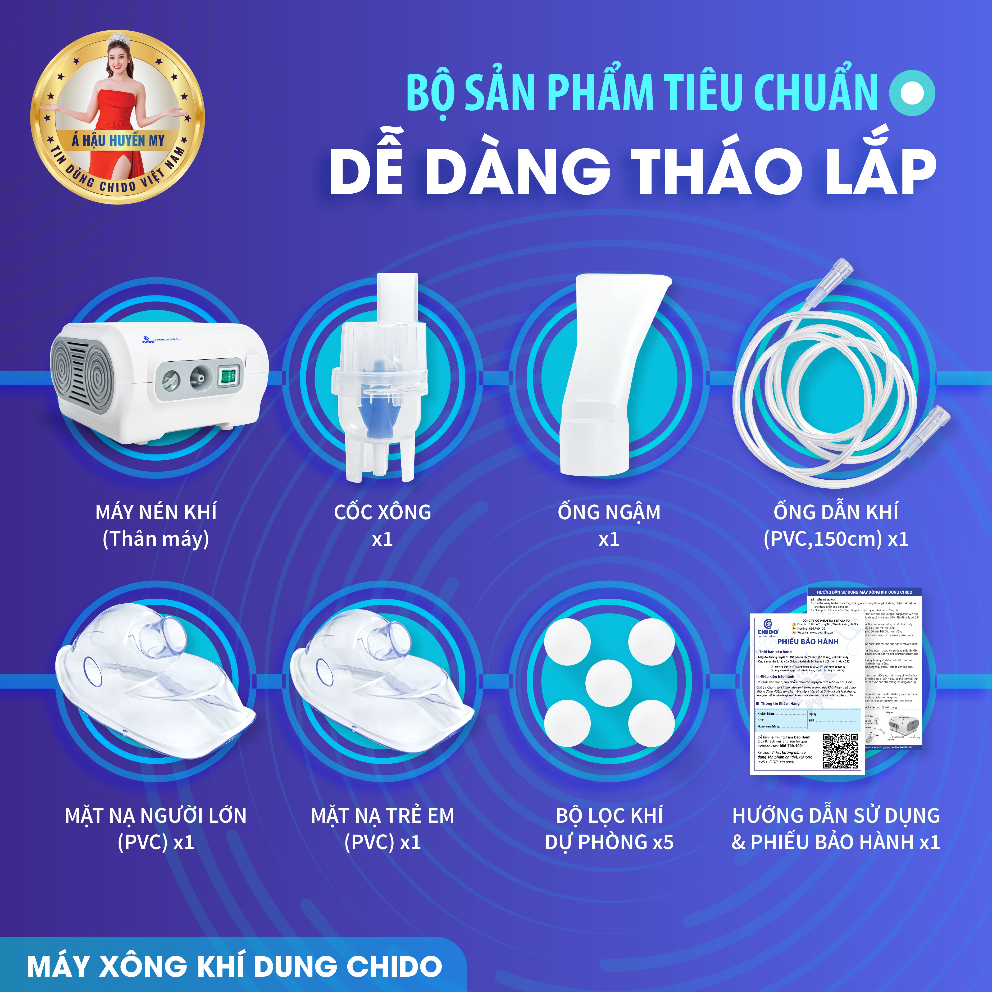 Máy Xông Mũi Họng Khí Dung Chido - Công Nghệ Nhật Bản